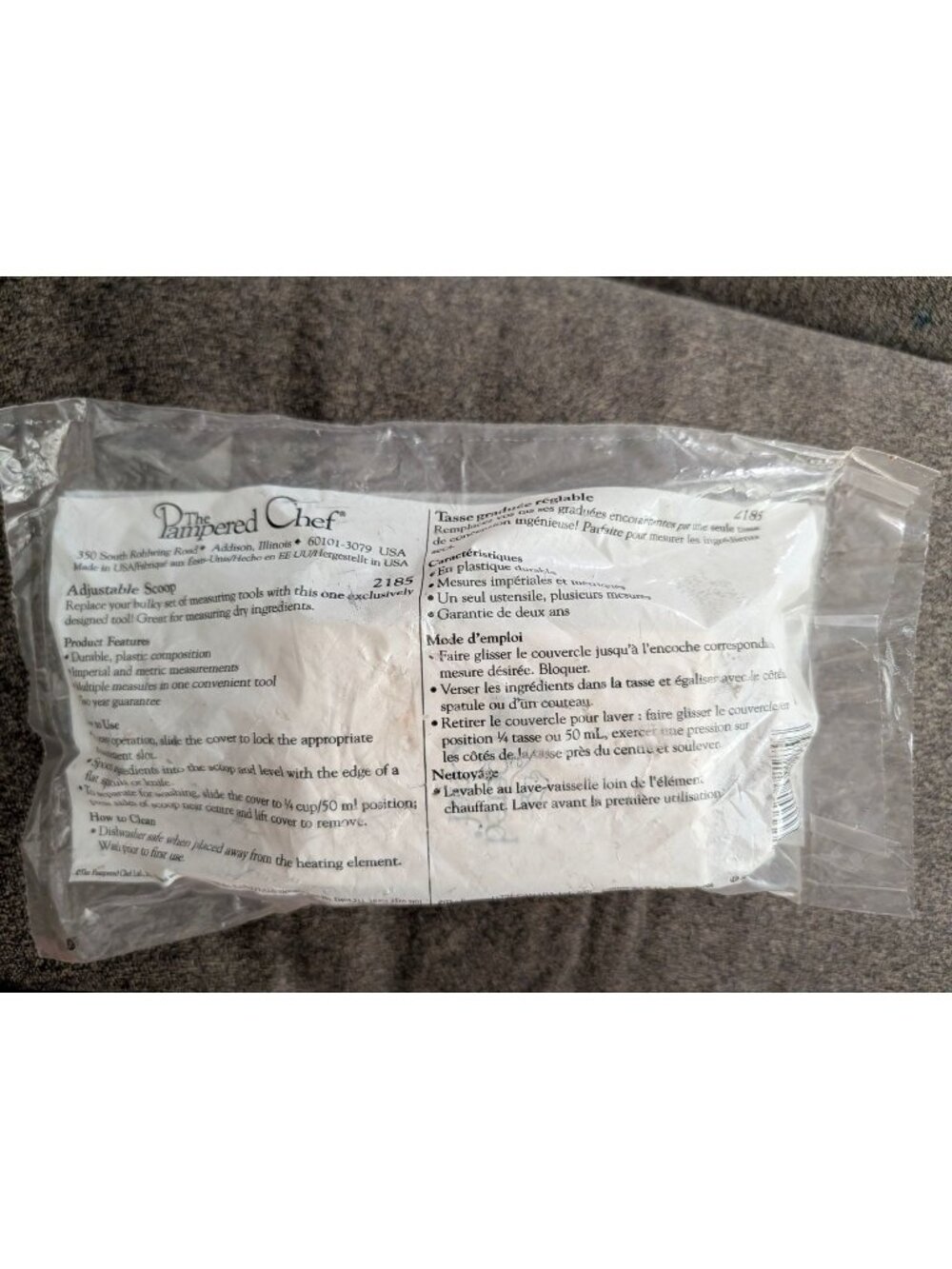 The Pampered Chef Adjustable Measuring Scoop Durable Plastic White